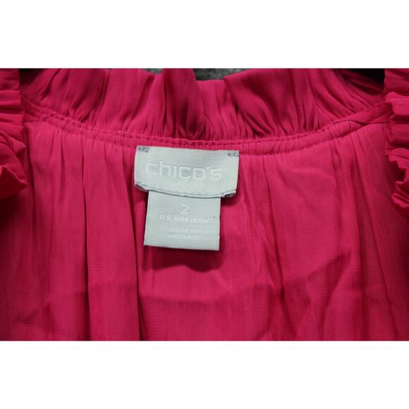 CHICO'S Pink Ruffle Tiered Sleeveless Maxi Dress Size 2 US Large / 12 - Picture 4 of 6